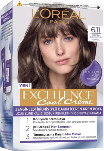 Loreal Paris Excellence Cool Creme 6.11 Ekstra Küllü Koyu Kumral Saç Boyası