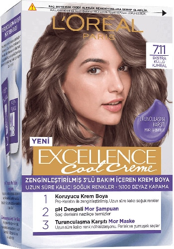 Loreal Paris Excellence Cool Creme 7.11 Ekstra Küllü Kumral Saç Boyası