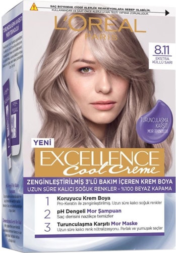 Loreal Paris Excellence Cool Creme 8.11 Ekstra Küllü Sarı Saç Boyası