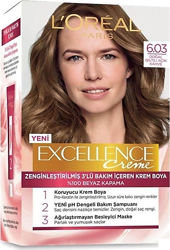 Loreal Paris Excellence Creme 6.03 Doğal Işıltılı Açık Kahve Saç Boyası