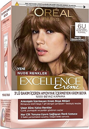 Loreal Paris Excellence Creme 6U Nude Koyu Kumral Saç Boyası