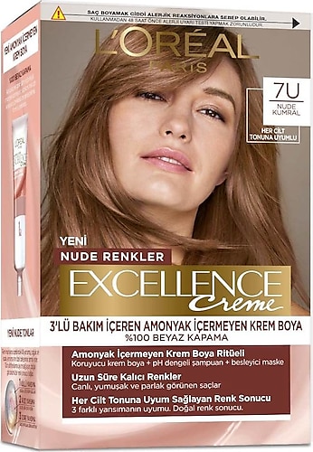 Loreal Paris Excellence Creme 7U Nude Kumral Saç Boyası
