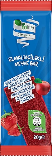 M Life Slim Style Elmalı & Çilekli Meyve Bar 20 gr