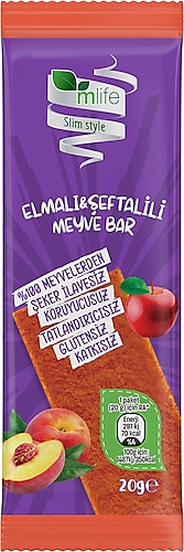 M Life Slim Style Elmalı & Şeftalili Meyve Bar 20 gr