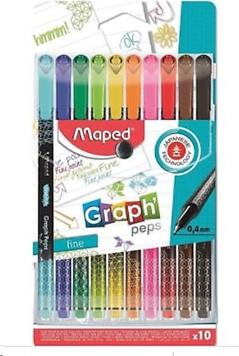 Maped 0.4 mm Desenli 10 Renk Keçeli Kalem