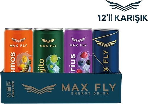 Max Fly Enerji İçeceği 250 ml Karma Paket 12'li