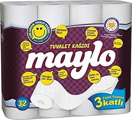 Maylo 3 Katlı 32'li 3'lü Paket Tuvalet Kağıdı