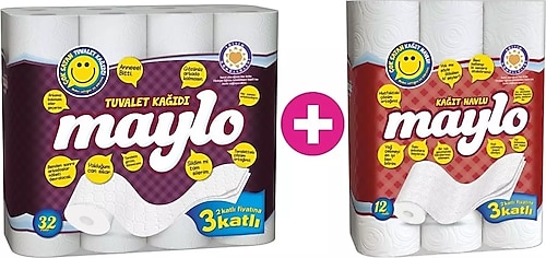 Maylo Tuvalet Kağıdı 3 Katlı 32 Li Paket 12 Li Süper Kağıt Havlu (3 KATLI)