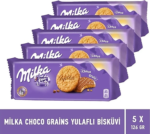 Milka Choco Grains Yulaf Ezmeli Bisküvi 126 gr - 5 Adet