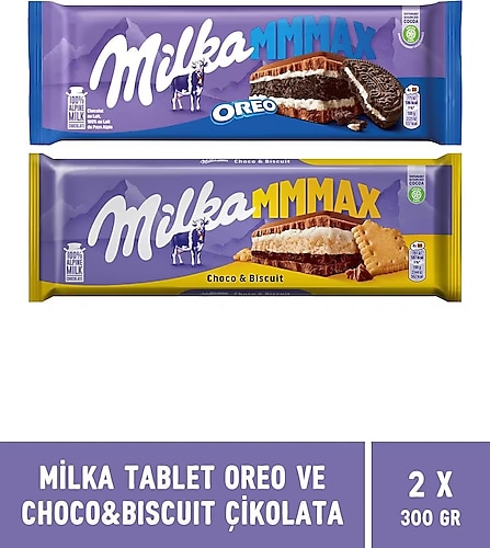 Milka Oreo ve Choco & Biscuit Tablet Çikolata 300 gr MMMAX - 2 Adet