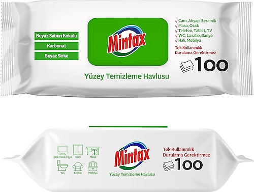 Mintax Beyaz Sabun Kokulu Yüzey Temizlik Havlusu 100 Yaprak