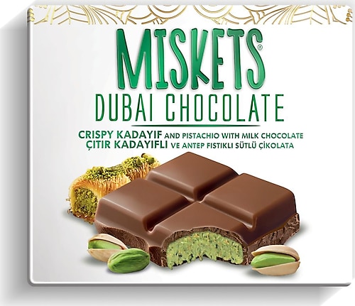 Miskets Antep Fıstıklı Kadayıf Dolgulu Dubai Çikolatası 100 gr