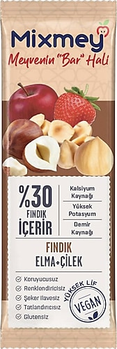 Mixmey Elmalı Çilekli ve Fındıklı 25 gr Meyve Barı