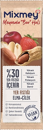 Mixmey Elmalı Çilekli ve Yer Fıstıklı 25 gr Meyve Barı