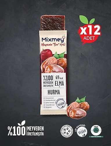 mixmey MİXMEY HURMA MEYVE BAR 20GR x 24 ADET
