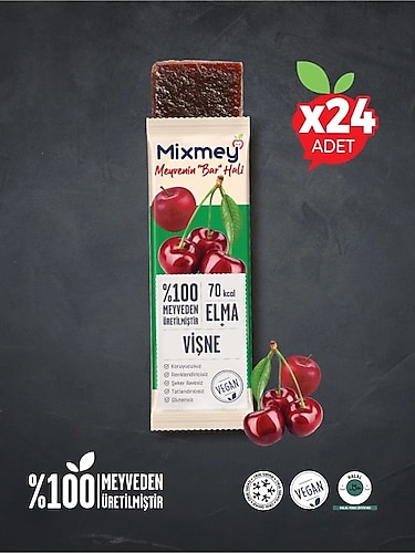mixmey MİXMEY VİŞNE MEYVE BAR 20GR x24 ADET