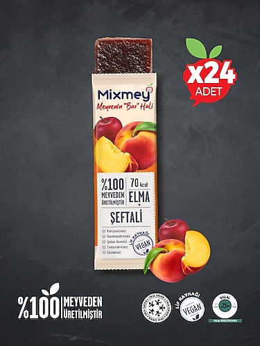 Mixmey Şeftalili 20 gr 24'lü Paket Meyve Barı
