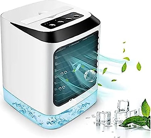Mobil Klima Taşınabilir Hava Soğutucu, Mini Mobil Klima, 4'ü 1 Arada Kişisel Evaporatif Soğutucular, Nemlendirici, Oda, Ofis, Ev, Yurt, Seyahat, Rema için 3 Hızlı Masaüstü USB Soğutma Fanı