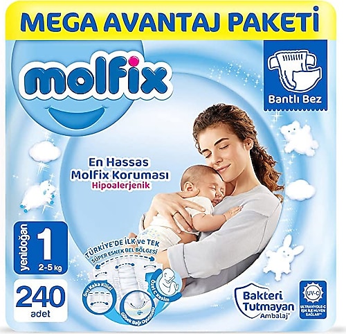 Molfix 1 Numara Yenidoğan 240'lı Bebek Bezi