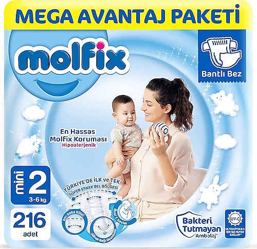 Molfix 2 Beden Mini 216'lı Bebek Bezi