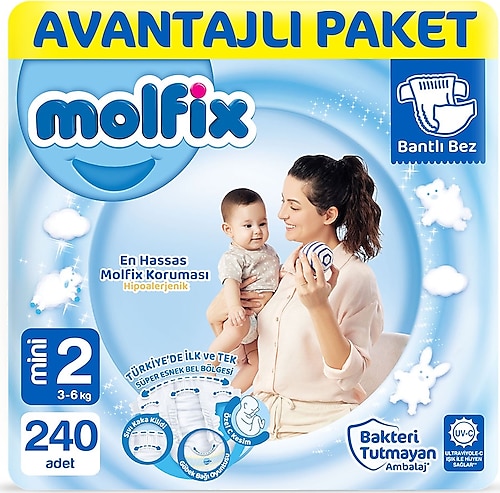 Molfix 2 Beden Mini 240'lı Bebek Bezi
