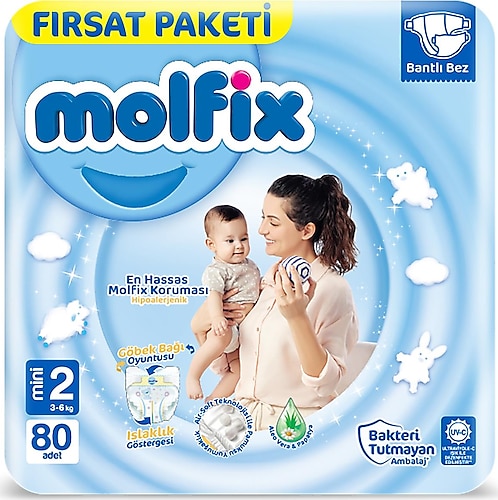 Molfix 2 Beden Mini 80'li Bebek Bezi
