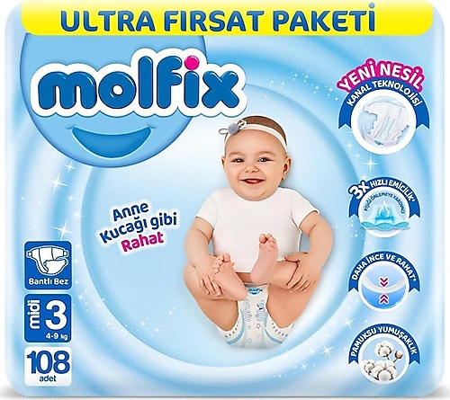 Molfix 3 Numara Midi 108'li Bebek Bezi