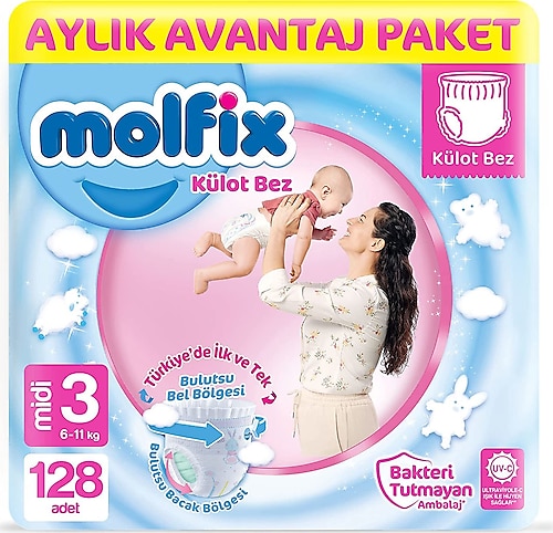 Molfix 3 Numara Midi 128'li Külot Bez