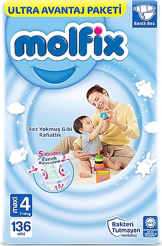 Molfix 4 Beden Maxi 136'lı Bebek Bezi
