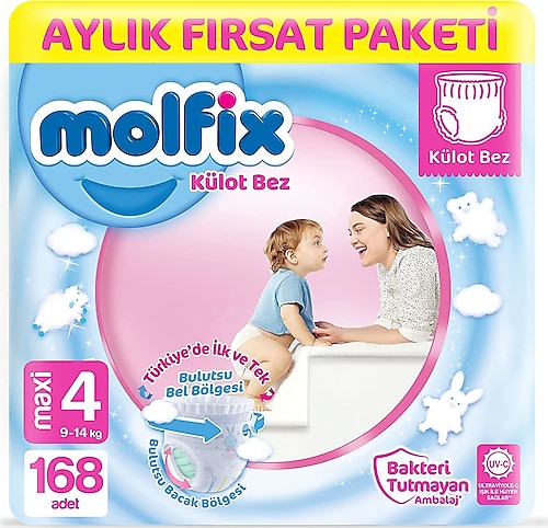 Molfix 4 Numara Maxi 168'li Külot Bez