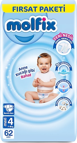 Molfix 4 Numara Maxi 62'li Bebek Bezi