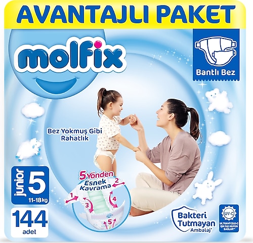 Molfix 5 Beden Junior 144'lü Bebek Bezi