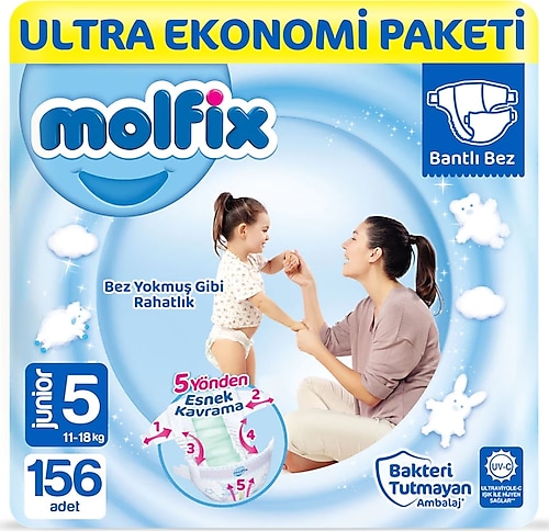 Molfix 5 Beden Junior 156'lı Bebek Bezi