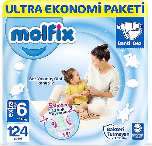 Molfix 6 Beden Extra Large 124'lü Bebek Bezi