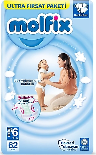 Molfix 6 Numara Extra Large 62'li Bebek Bezi