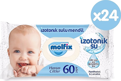 Molfix İzotonik Sulu Hassas Ciltler 60 Yaprak 24'lü Paket Islak Mendil
