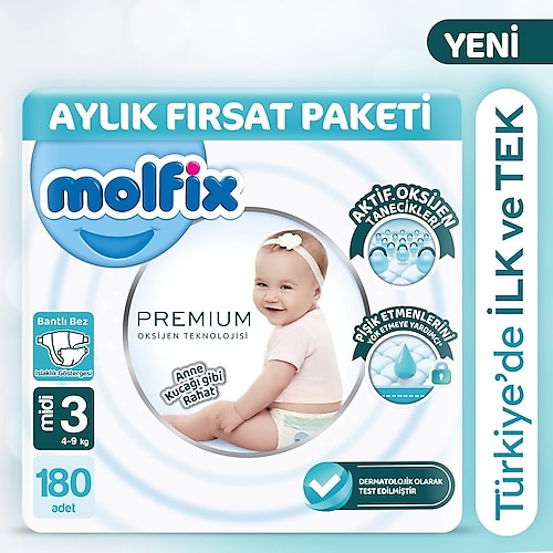 Molfix Premium 3 Numara Midi 180'li Bebek Bezi