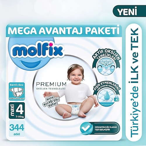 Molfix Premium 4 Numara Maxi 344'lü Bebek Bezi