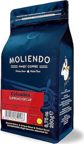 Moliendo Colombia Supremo Decaf Kafeinsiz Çekirdek Kahve 250 gr