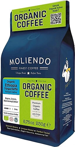 Moliendo Organic Ethiopia Yirgacheffe Çekirdek Kahve 250 gr