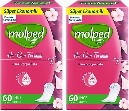 Molped Her Gün Ferahlık İnce Günlük Ped 60'lı 2 Adet