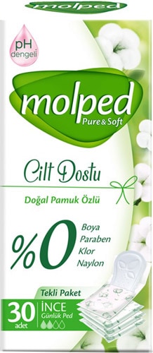Molped Pure & Soft Cilt Dostu İnce 30'lu Tekli Paket Günlük Ped