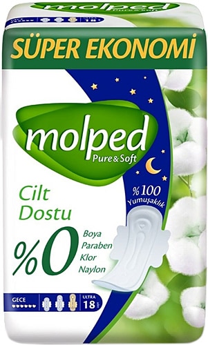 Molped Pure & Soft Gece 18'li Süper Ekonomik Hijyenik Ped