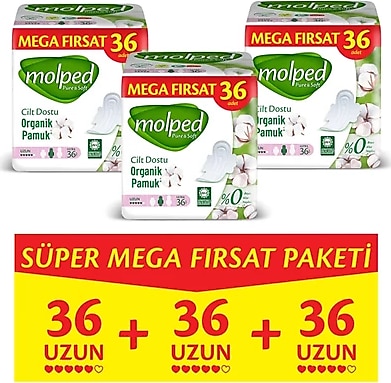 Molped Pure Soft Hijyenik Ped Uzun Mega Fırsat 108 Adet