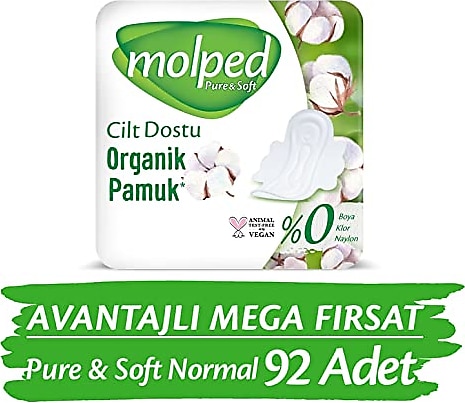 Molped Pure & Soft Normal Hijyenik Ped Mega Fırsat 46'lı 2 Adet