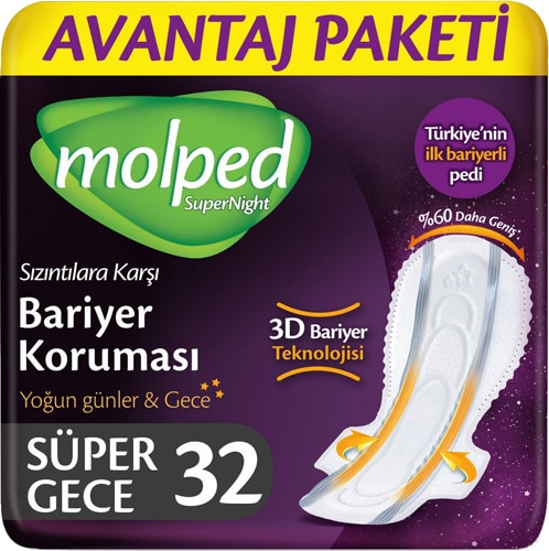 Molped Supernight Gece 32'li Avantaj Paket Hijyenik Ped