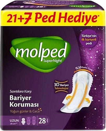Molped SuperNight Yoğun Günler & Gece Uzun Hijyenik Ped 28'li