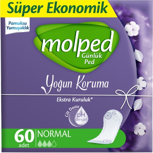 Molped Yoğun Koruma Normal 60'lı 2 Adet Günlük Ped