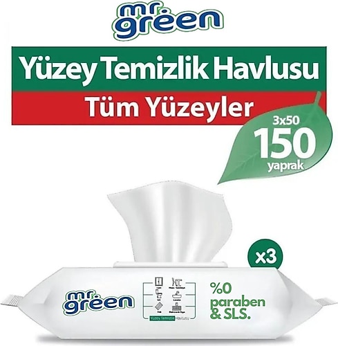 Mr Green Yüzey Temizlik Havlusu 3x50 (150 Yaprak)