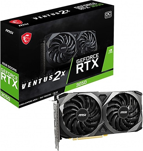MSI RTX 3050 Ventus 2X 8G OC 128 Bit GDDR6 8 GB Ekran Kartı